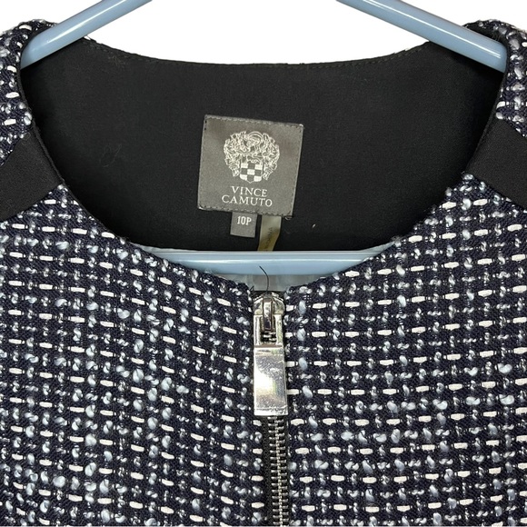 Vince Camuto Women's Size 10 Petite Blazer Jacket Full Zip Blue Black Tweed - Picture 3 of 6